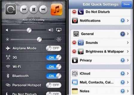 quick settings concept