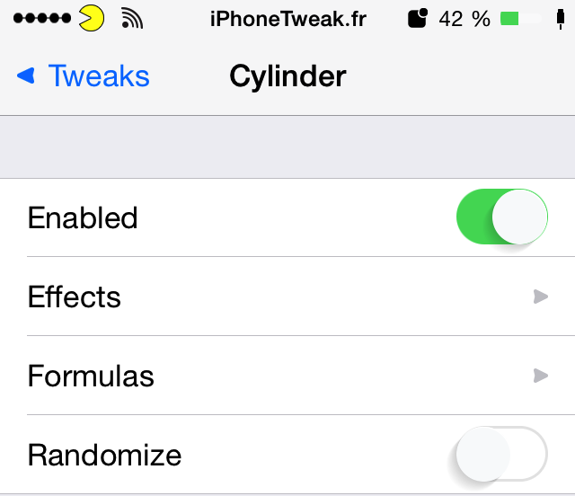 cylinder settings cylinder settings