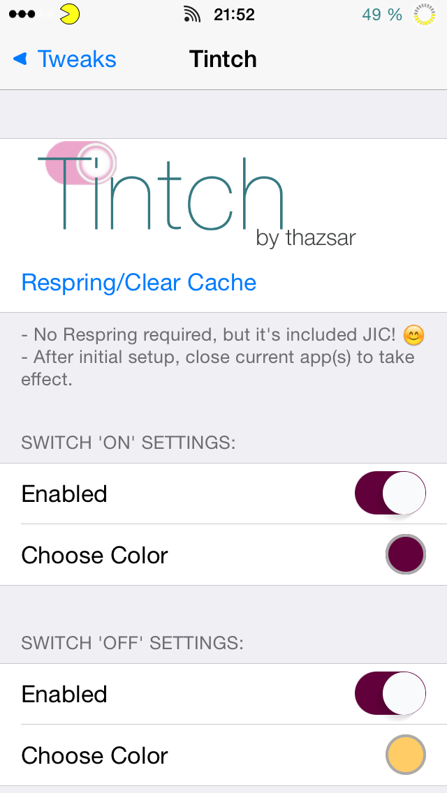 tintch settings tintch settings