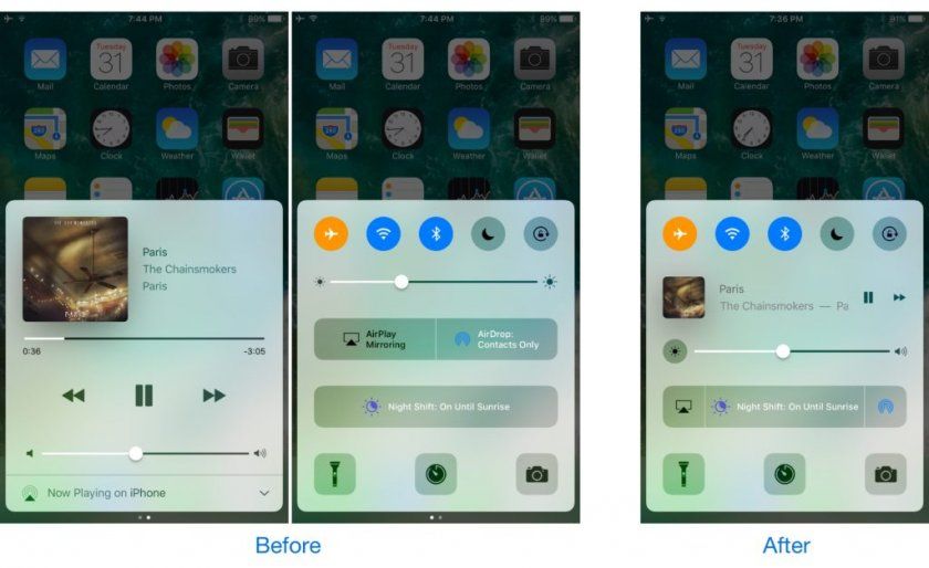 horseshoe before and after control center tweak