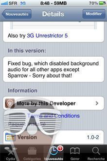 Sparrow Push se met à jour et corrige le bug audio