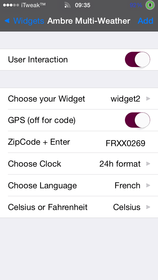 iwidget meteo config