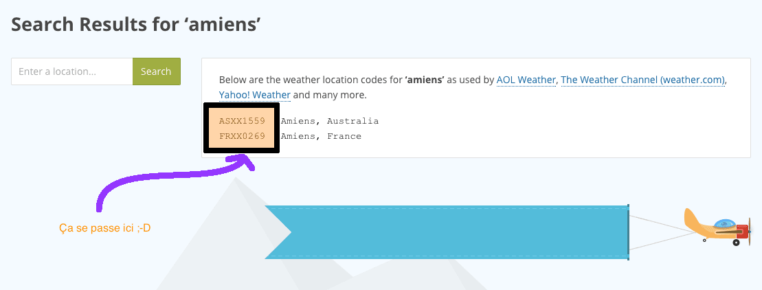 weather codes result