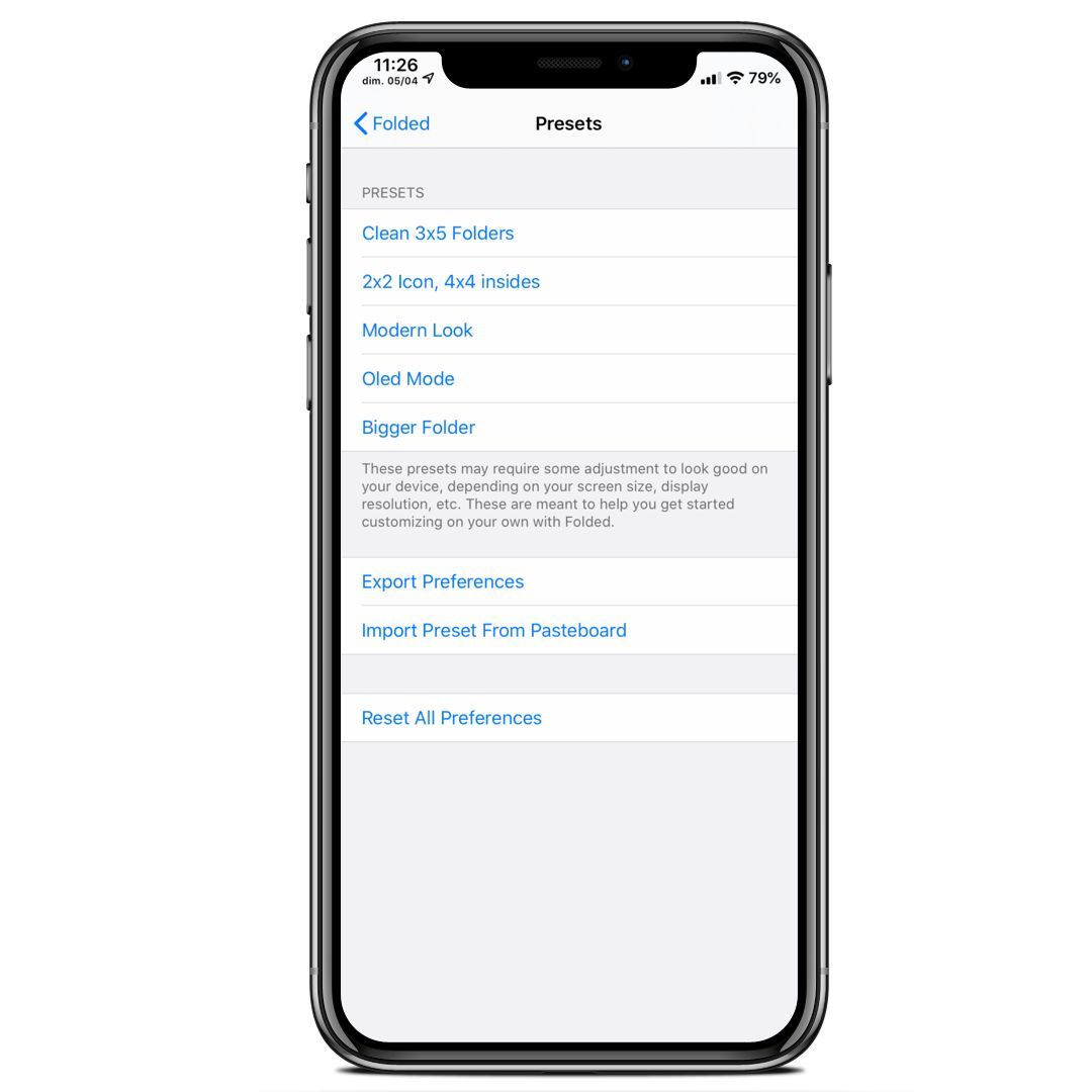 folded settings presets