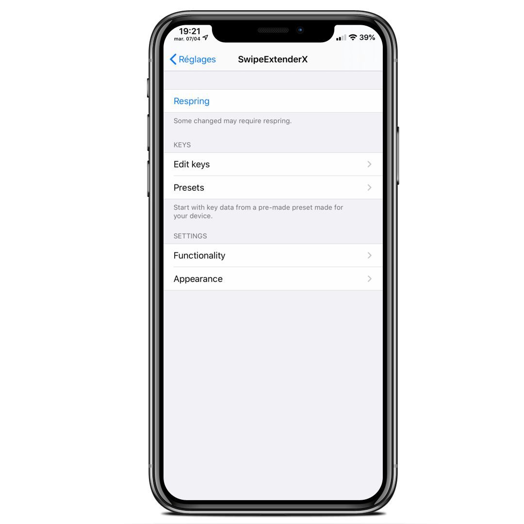 swipe extender x settings swipe extender x settings