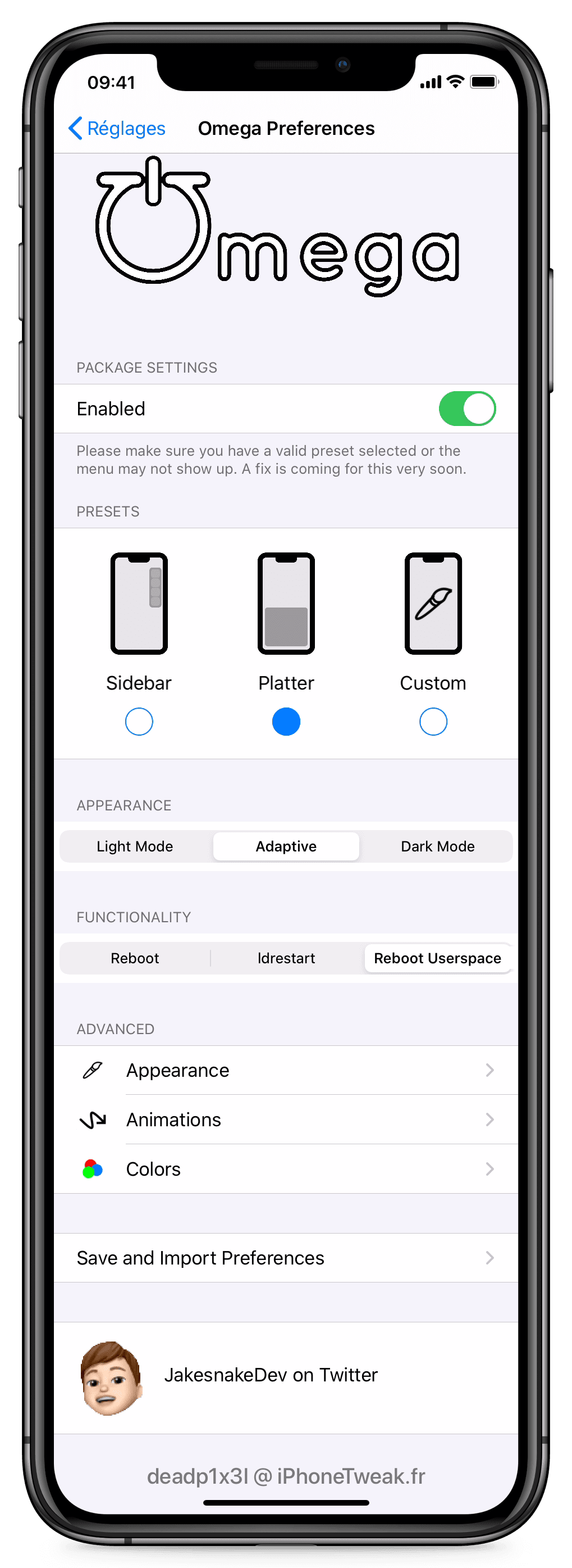 omega settings omega settings