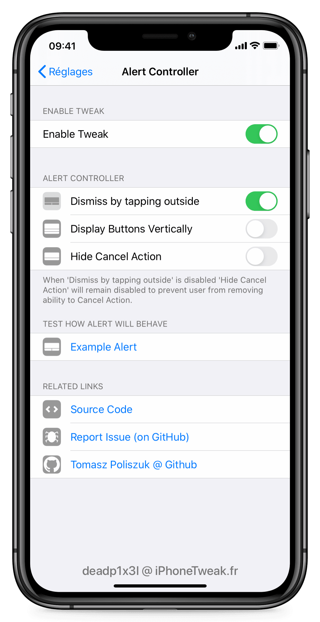 alert controller settings alert controller settings