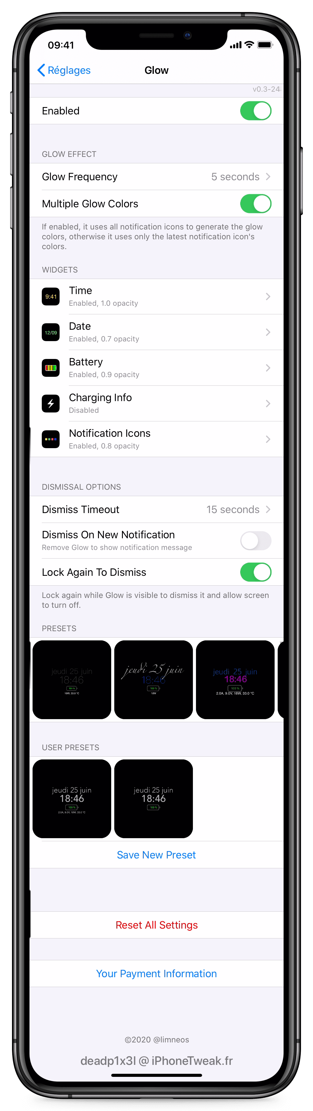 glow settings glow settings