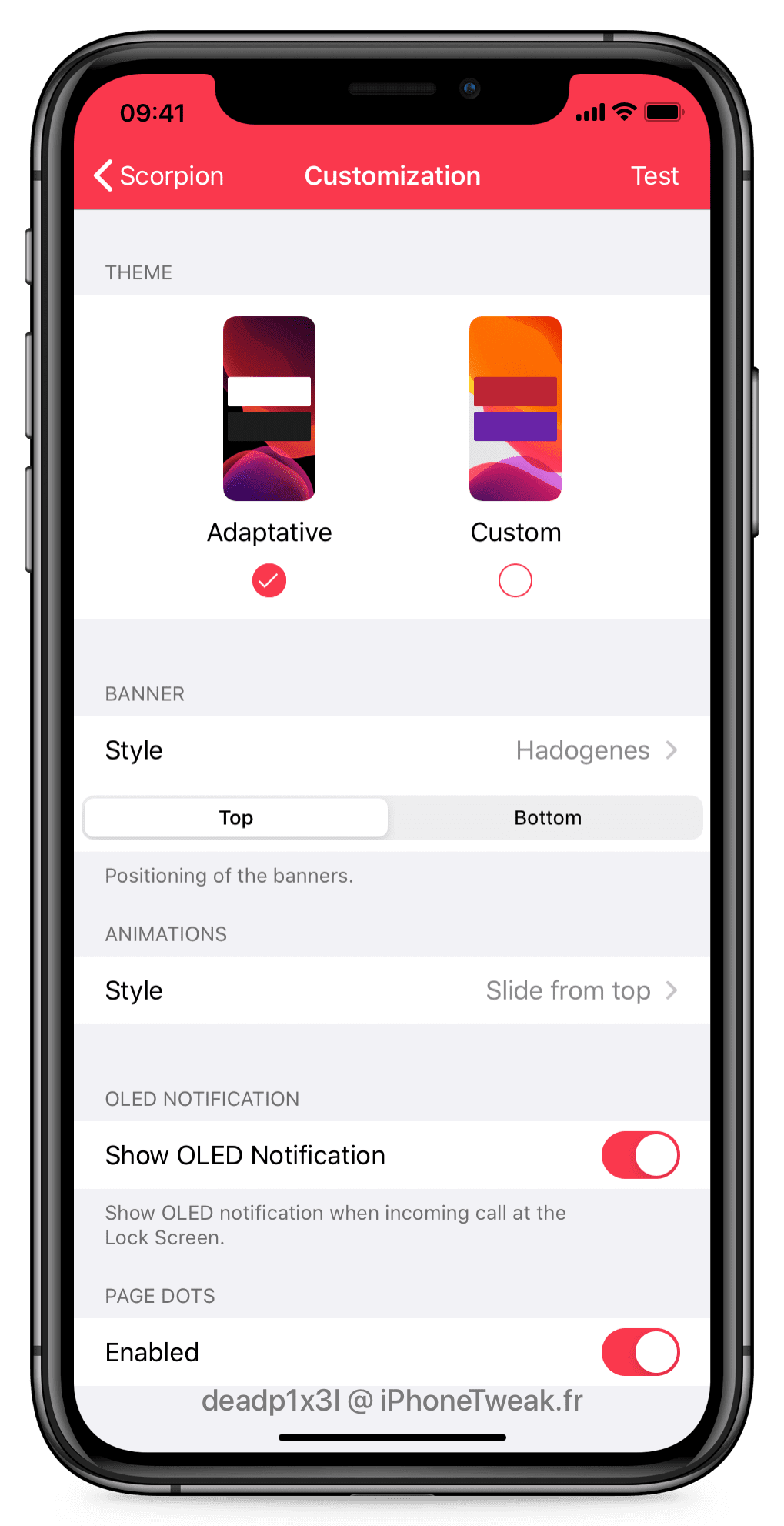 scorpion settings customization