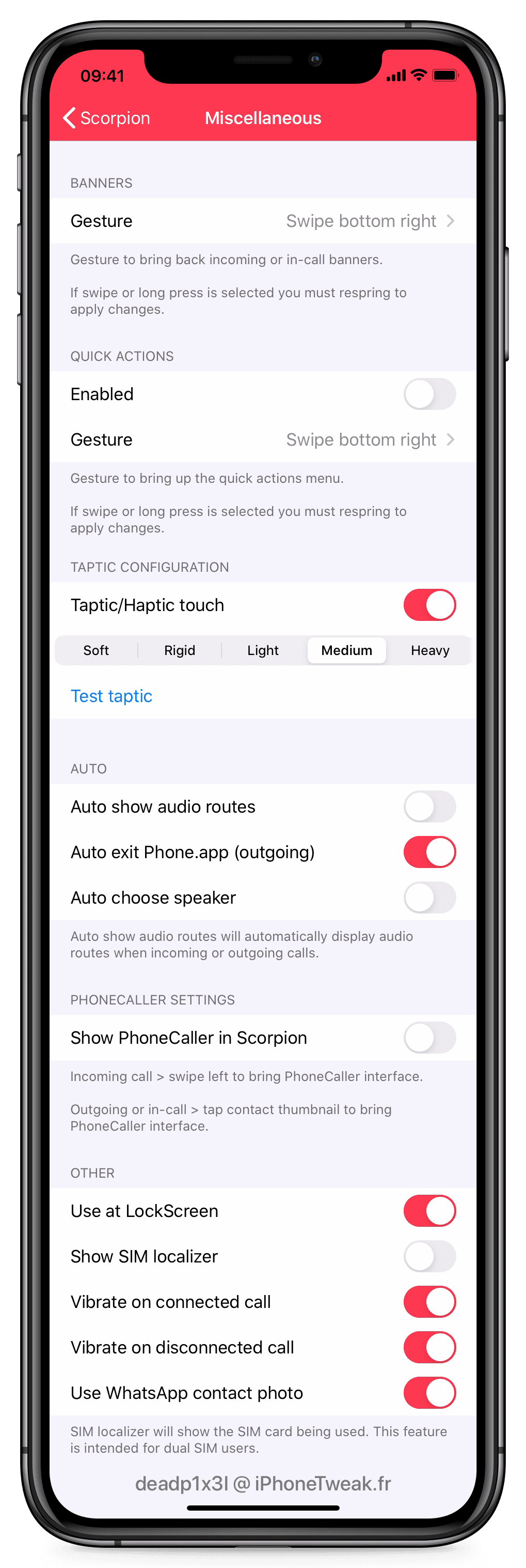 scorpion settings misc