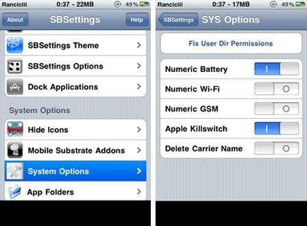 System options System options