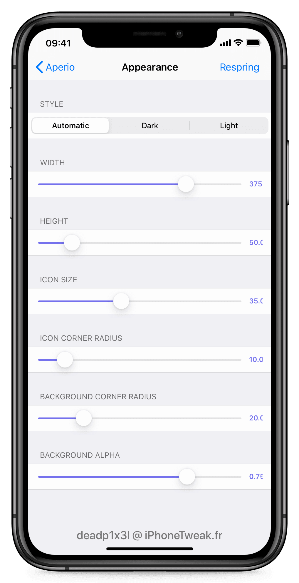 aperio settings appearance aperio settings appearance
